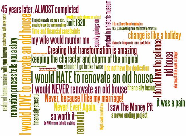 I would love/hate to renovate an old house because...