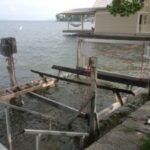 Boat Lift Moved in to Shallow(er) Water for Repair