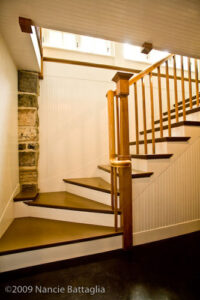 Rosslyn Stairway to Wine Cellar and Game Room (Credit: Nancie Battaglia)