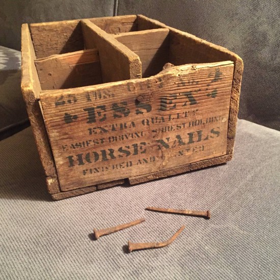 Horse Nails and Crate from Essex Horse Nail Company / Factory (Source: Dianne Lansing via Essex on Lake Champlain)