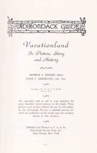 Title page of 1949 Adirondack Guide that feature Essex and Willsboro, and that includes a Sherwood Inn advertisement. (Source: Adirondack Guide via David Brayden)