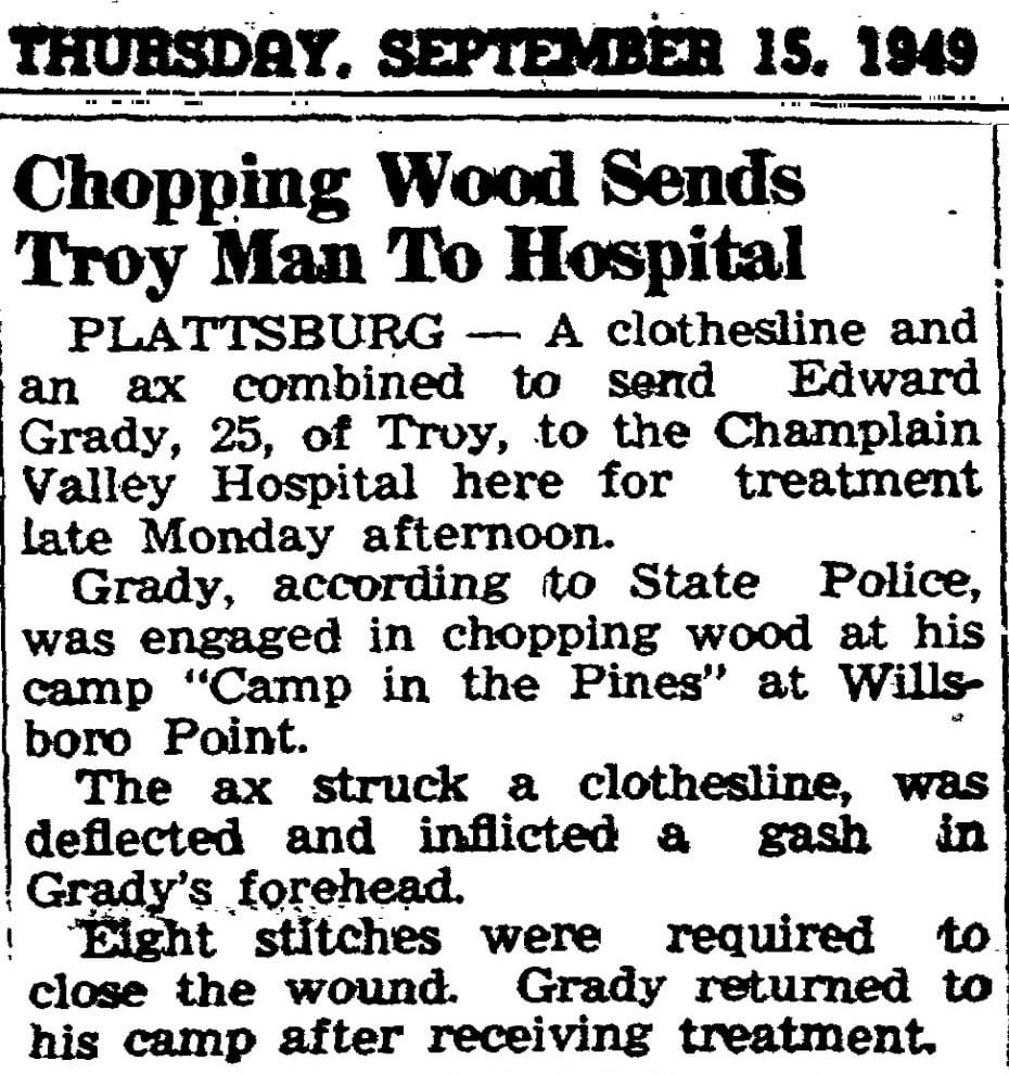 Ed Grady, owner Camp-of-the-Pines (Source: Ticonderoga Sentinel, September 15, 1949, via Paul Harwood)