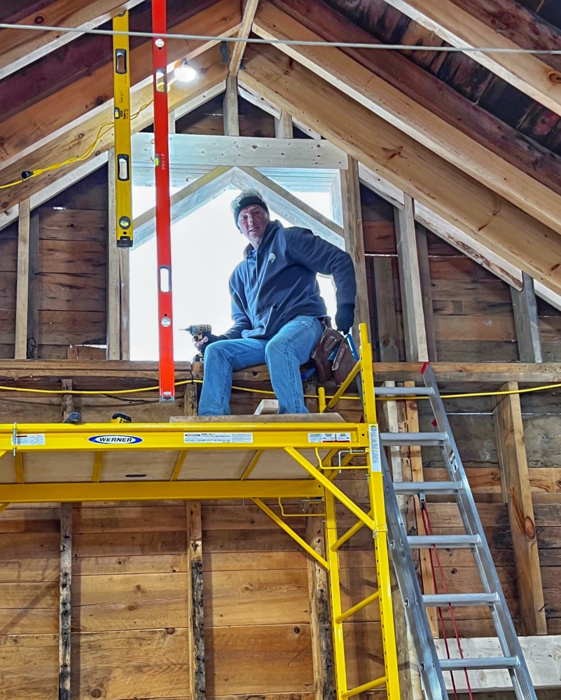 Icehouse Interior, Hroth framing East elevation gable window (Photo: R.P. Murphy)