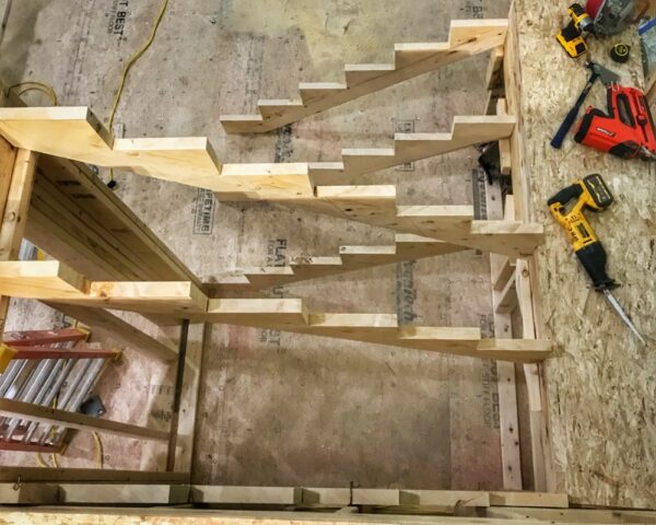 Stringers cut for stair framing to the icehouse loft. (Photo: Hroth Ottosen)