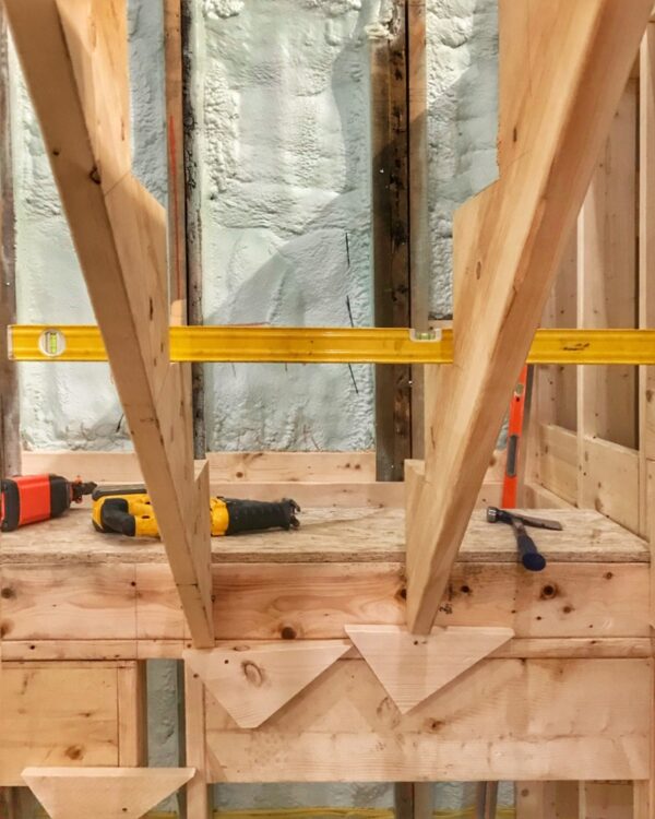 Stringers level for stair framing to the icehouse loft. (Photo: Hroth Ottosen)