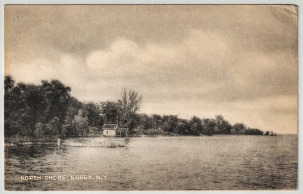 Boathouse with Ruins of Pier in Foreground (Antique Postcard)