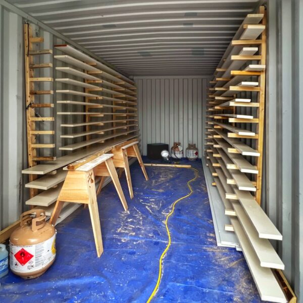 Makeshift Workshop in Storage Container (Photo: R.P. Murphy)