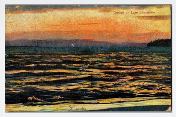 Sunset on Lake Champlain (Source: Vintage Postcard)