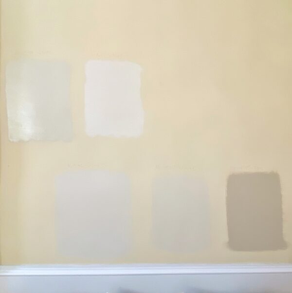 Sample Paint Swatches for Entrance Hallway, 2023 (Photo: Geo Davis)