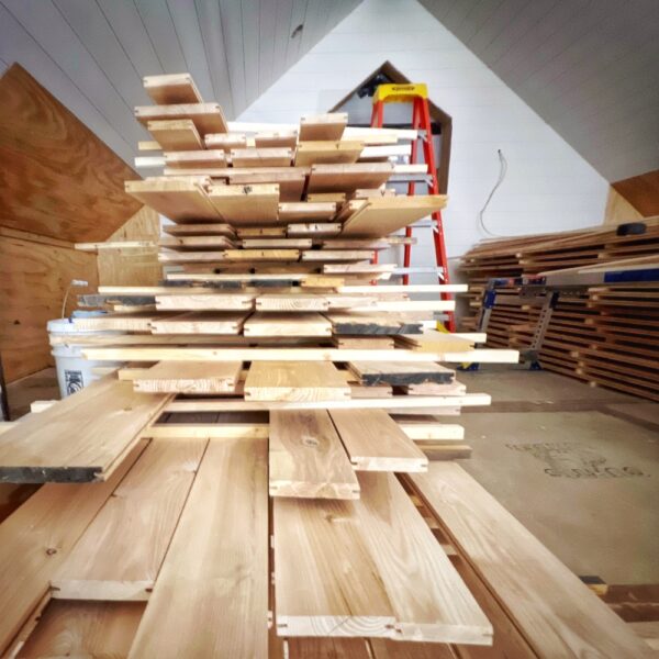 Acclimating Ash & Elm Flooring in the Lumber Loft (Photo: R.P. Murphy)