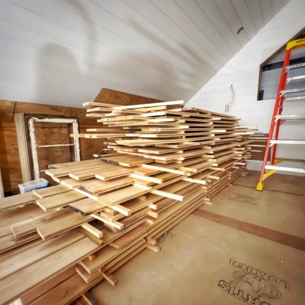 Acclimating Ash & Elm Flooring in the Lumber Loft (Photo: R.P. Murphy)