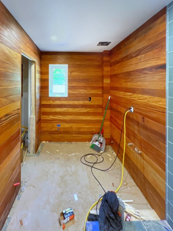 Garapa Paneled Bathroom (Photo: R.P. Murphy)