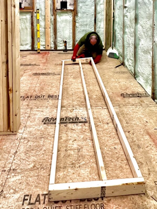 January 2023 Framing Flashback: Matt Pre-framing Wall Section (Photo: R.P. Murphy)