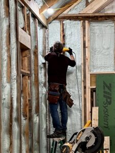 January 2023 Framing Flashback: Hroth Begins Framing Icehouse Interior (Photo: R.P. Murphy)