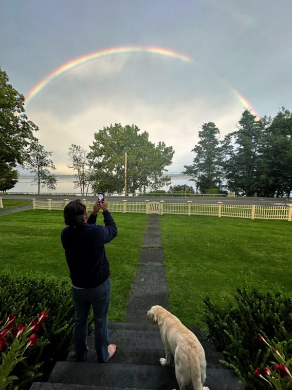 Man, Dog, Gate & Aerial Atelier (Photo: Susan Bacot-Davis)