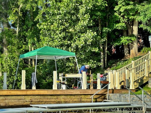 Peter Re-railing the Boathouse Gangway (Photo: Geo Davis)