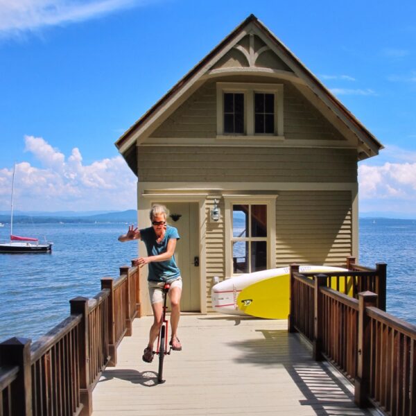 Susan Gangway Unicycling on July 11, 2010 (Photo: Geo Davis)