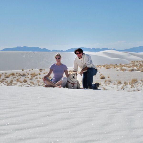 Susan, Griffin, and George in White Sands (Photo: Geo Davis)