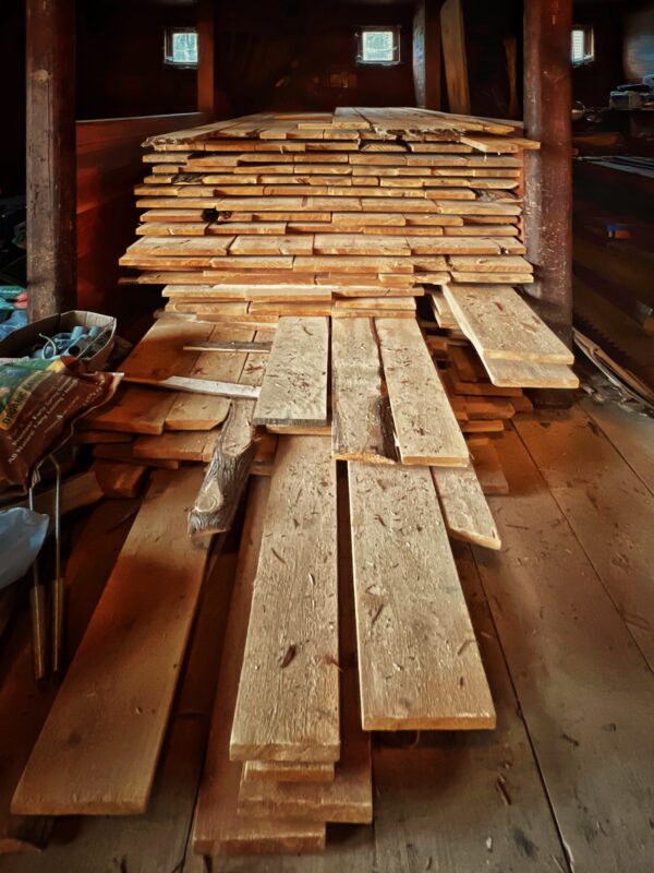 Tree-to-Timber Cedar Curing in Horse Stall (Photo: R.P. Murphy)