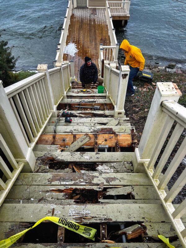 Lakeside Staircase: Glen and Tony Demo’ing (Photo: R.P. Murphy)