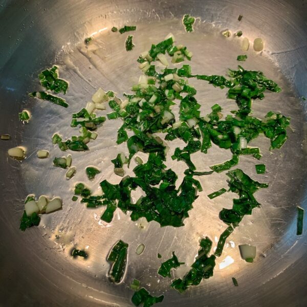 Sautéing Wild Ramps (Photo: Geo Davis)